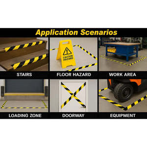 Cinta de Señalización de PVC Resistente Personalizada, Cinta de Advertencia de Seguridad Industrial Amarilla y Negra para Carreteras, Estacionamientos y Precaución - Product Image 4