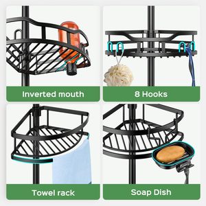 Ayarlanabilir 4 Katlı Paslanmaz Demir Köşe Rafı Modern Tasarım Duş Düzenleyici Su Geçirmez Yer Tasarruflu Banyo Mutfak Oturma Odası - Product Image 4