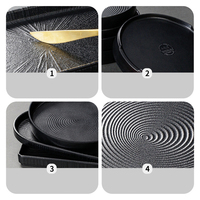 Vaisselle en mélamine Rectangle noir Hot Pot Restaurant Boule de poisson Snack Sushi Meatball Plate