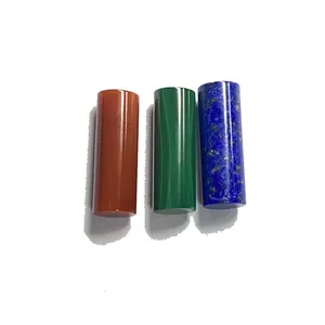 Natural Green Malachite Dark Blue Lapis Red Agate 7x20mm Cylinder Gemstone for Jewelry