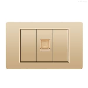 Prise murale RJ11 standard américaine en panneau PC doré, avec connecteur JC et interrupteur combiné - Product Image 1