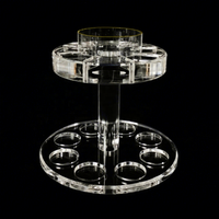 Support rotatif transparent en acrylique pour verres à liqueur, présentoir à double couche avec bordure dorée pour verres à shot, présentoir à vin pour bar et fêtes