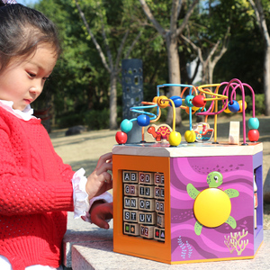 Cube d'activités <span class=keywords><strong>en</strong></span> <span class=keywords><strong>bois</strong></span> multifonctionnel 6 faces pour enfants, mini abaque éducatif à perles labyrinthe - Product Image 2