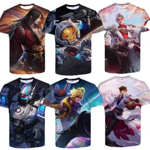 Evertop Custom Logo Nylon spandex 3D sublimation or digital printed anime T-shirt for men and women and kids short sleeves
