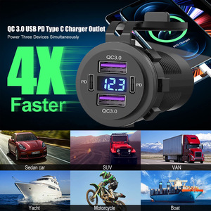 Adattatore Caricatore USB DC12V-24V con Doppia Porta QC3.0 18W e Doppia Porta PD3.0 30W con Voltmetro LED per Camper, Auto, ATV, Barca, Camion - Product Image 4