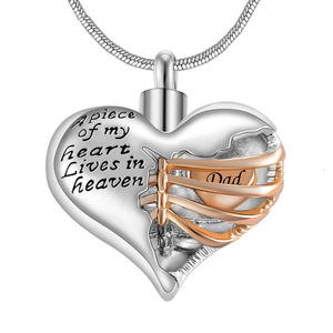 Collier Pendentif Cœur « Une Partie de <span class=keywords><strong>Mon</strong></span> Cœur Vivrait dans le Ciel » pour Cendres d'Animaux de Compagnie, Urne Commémorative, Bijou Souvenir pour la Famille - Product Image 1