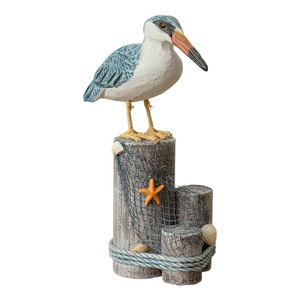 Mediterranean Seabird <b>Ornaments</b> Pine Wood Handmade 2-Piece Set Home Decoration - Product Image 3