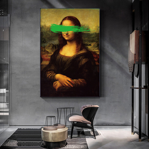 La Mona Lisa <span class=keywords><strong>de</strong></span> Leonardo <span class=keywords><strong>Da</strong></span> <span class=keywords><strong>Vinci</strong></span>, Reproducciones <span class=keywords><strong>de</strong></span> Pinturas en Lienzo, Cubre Ojos, Divertidas Cuadros Decorativos para Pared - Product Image 2