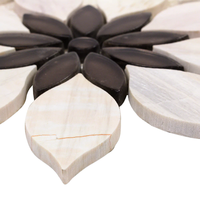 Mosaïque de marbre à jet d'eau de style moderne, forme de fleur, surface polie, pour la décoration murale intérieure des salles de bain des hôtels, garantie 5 ans