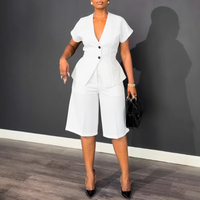 Ensemble tailleur chic 2 pièces pour femme : Blazer et short à manches courtes boutonnés – Collection été 2026 – Idéal pour le bureau et les affaires