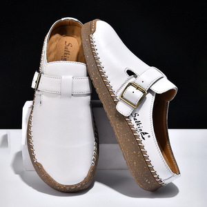 Adjustable Buckle <b>Men</b> <b>Clogs</b> Suede Casual Shoes Comfort Walking Shoes <b>Men</b> Sandals Hand Stitched Upper Suitable Outdoor Walking - Product Image 6