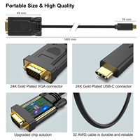 Anpassen von USB C auf VGA 1,8 Meter vergoldetes Kabel DC-Ausgang Thunderbolt 3/4 Kompatibel für Laptop-Verwendung Brand neu