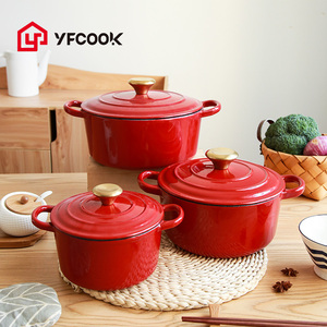 Meilleures ventes Ustensiles de cuisine 18/20/24/26CM Casseroles rondes avec couvercle <span class=keywords><strong>en</strong></span> <span class=keywords><strong>fonte</strong></span> <span class=keywords><strong>émaillée</strong></span> antiadhésive pour fours hollandais - Product Image 1