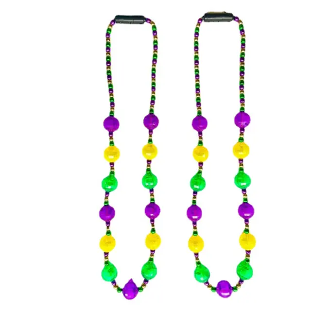 Mardi Gras Beads Led berkedip kalung menyala pesta kalung bersinar warna-warni Led berkedip manik-manik Cosplay Halloween