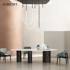 Wbert ý ánh sáng sang trọng nước thả hình bàn đá và ghế kết hợp bàn ăn hình bầu dục đơn giản hiện đại - Product Image 4