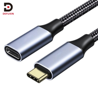 Câble d'extension USB 3.2 C DFX 0,5 m 20 Gbit/s 100 W Charge haute vitesse Mâle-Femelle Câble tressé E-Marker Hub Station d'accueil Téléphone portable