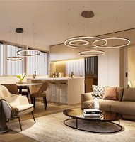 Luminaire suspendu LED rond minimaliste et créatif pour salon, salle à manger, hôtel, villa, lustre circulaire, luminaire de plafond