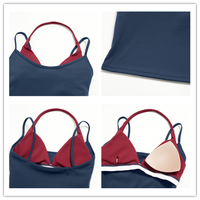 Ensemble de yoga pour femme en tissu brossé color-block, avec t-shirt rembourré à manches longues et pantalon large à taille repliable et effet push-up, tenue de fitness