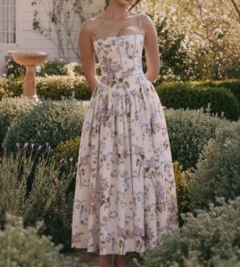 Elegante e Delicato <span class=keywords><strong>Abito</strong></span> Floreale con Collo all'Americana in Stile Europeo e Americano per Donne - Product Image 1
