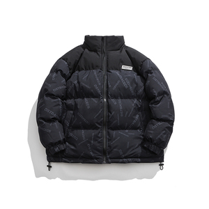Veste d'hiver en duvet chaude et épaisse à imprimé de lettres pour hommes, veste décontractée - Product Image 4
