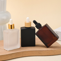 30ml 50ml 100mL ámbar Marrón mate negro esmerilado vidrio cuadrado cuentagotas tapa Crema para Ojos Crema para el cuidado de la piel aceite esencial