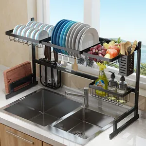 التصميم الإبداعي رف أطباق من الفولاذ المقاوم للصدأ تخزين حامل الأطباق ، متعددة سيناريو استخدام المطبخ تخزين