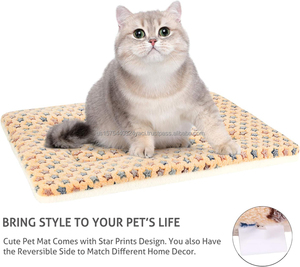 Réversible polaire Pet Crate Mat Star Print Cat Mat Couverture Petit Chien Chenil Pad Doux Chaud Pet Lit Lavable Intérieur Pet Crate Mat - Product Image 5