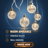 N-CONCEPT Glaskugel-Lichterkette 1,8m - Batteriebetriebene Innen-Weihnachtsdekoration für Haus, Baum und Fenster, Tischbeleuchtung