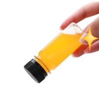 Botol Mini Kotak Bulat Transparan Kosong dari Plastik PET Daur Ulang 2oz 60ml dengan Tutup Sekrup Plastik untuk Jus Minuman.