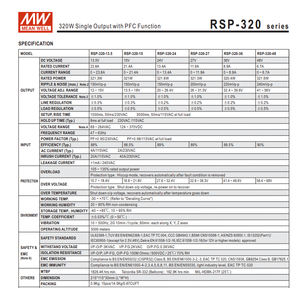 MEAN WELL RSP-320-12 320.4W 12V 26.7A 1U Low Profile AC‑DC Enclosed Power Supply Built-in Active PFC AC88‑264Vac - Product Image 4