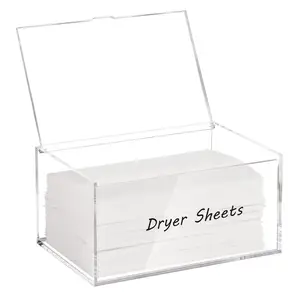 Kotak penyimpanan wadah akrilik, wadah pengering pemegang lembar Dispenser ruang cucian, lembar pengering tisu kotak penyimpanan