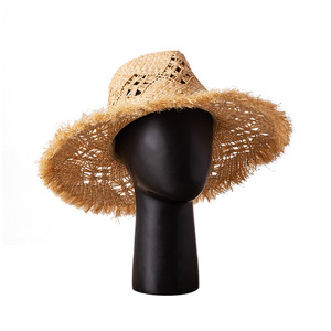 Sombrero de Paja Rafia Tejido a Mano con Rayas Naturales para Mujer, Estilo Panamá, con Cinta de Rafia, para Uso Diario, Viajes, Fiestas y Playa, Marca ANAN - Product Image 2