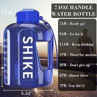 Bouteille d'eau sport grande capacité 74 oz pour adulte avec paille, en PETG, écologique, portable, pour boire directement, idéale pour le camping