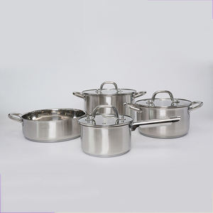 Juego de Utensilios de Cocina de Acero Inoxidable con Tapas de Vidrio, Compatible con Inducción, Mango Resistente al Calor, Olla para Salsas, Sopa, Leche, Sartén - Product Image 1