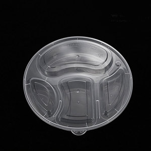Round 4 compartment Transparent pp compartment box takeaway food salad container disposable plastic container food box