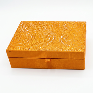Handmade Eco-friendly Designer <b>Rectangular</b> Cotton Embroidered Box with Swirl Pattern for Home Decoration - Product Image 1