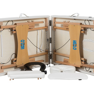 Mesa de masaje <span class=keywords><strong>y</strong></span> ortopedia de madera de haya plegable en 2 partes; Cama de tratamiento para <span class=keywords><strong>Tui</strong></span> Na <span class=keywords><strong>y</strong></span> extensiones de pestañas con espuma de alta densidad <span class=keywords><strong>y</strong></span> almacenamiento - Product Image 5