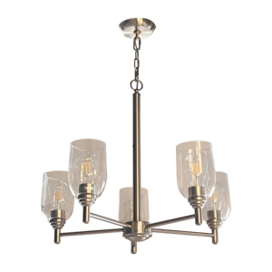 Accesorio colgante de araña de 5 luces para uso en interiores para decoración del hogar, restaurantes, escaleras, bares, villas, forma de vidrio transparente <span class=keywords><strong>alargada</strong></span> - Product Image 1