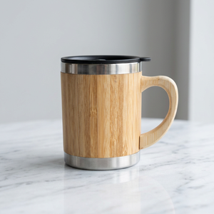 Customized eco-friendly <b>bamboo</b>-pattern stainless steel vacuum insulated cup as promotional gift - Product Image 6