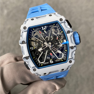 Reloj mecánico con textura de fibra de carbono estilo RM con movimiento esqueletizado, un reloj de lujo para hombre. - Product Image 6