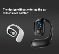 C51 earbud nirkabel olahraga tampilan Digital Earphone On-Ear gantung satu telinga Headset bantalan konduksi udara indikator baterai LED