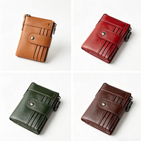 DC.MEILUN Dompet Panjang Unisex Kulit Asli Model Clutch dengan Ritsleting, Anti Maling, RFID Blocking, Motif Batu