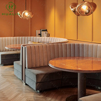 HUALIN Cabine de canapé en bois massif de style moderne pour restaurant sur le thème des cafés des hôtels et des restaurants Table et chaises