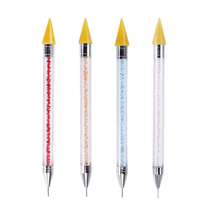 Stylo de manucure à double extrémité avec brosse en silicone et manche en acrylique, outil de manucure et stylo à cire