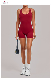 Mono deportivo de yoga para mujer, personalizado, transpirable, elástico en cuatro direcciones, que absorbe el sudor, con cuello en V, diseño de espalda cruzada, ajustado, de una pieza - Product Image 6