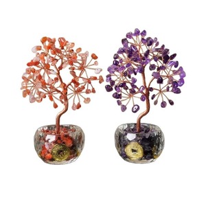 Decorazione dell'albero della ricchezza di cristallo-ornamento fortunato del Feng Shui con monete e gemme per la casa e l'ufficio (Base della ciotola di diamanti) - Product Image 5