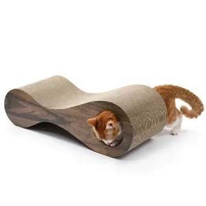 8-Shaped Circular Hole Corrugated Cardboard Pet Scratcher Cat Bed For Playful Cats