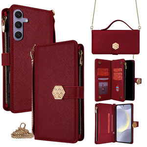 Funda Tipo Cartera de Lujo con Ranuras para Tarjetas y Correa Cruzada Patentada para <span class=keywords><strong>Samsung</strong></span> Galaxy S26 Ultra S25 S24 Plus S23 S22 S21 - Product Image 1