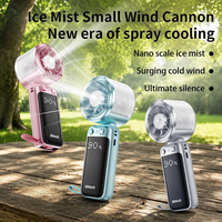 Ventilador de Mano con Nebulizador 2 en 1, Ventilador Portátil con Rociador de Agua, Recargable, con Pantalla Digital y Banco de Energía para Viajes Diarios y Actividades al Aire Libre