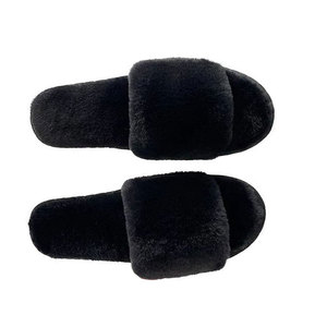 Da donna di bell'aspetto punta aperta inverno soffice moda per ciabatte da interno esterno con una cinghia Slip-On morbida e calda con pelliccia pelosa - Product Image 4